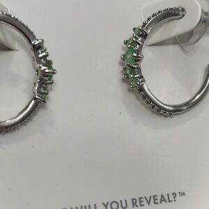 Elegant Silver and Green Hoop Earrings